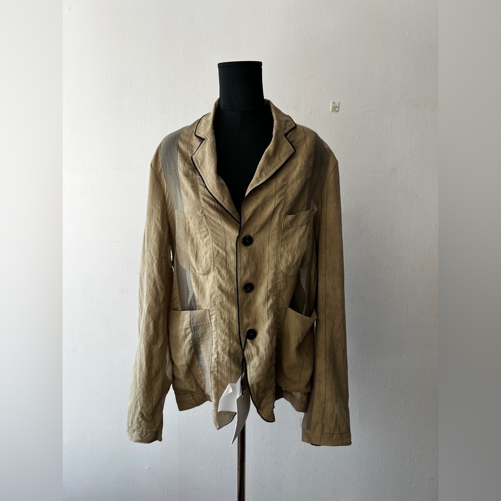 BNWT Zara Man Men’s Blazer Medium Mesh Brown Beige Light Summer Collection SS24